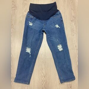 Time and Tru Maternity Ripped Straight Leg Jeans Medium Wash 12–14 L/G